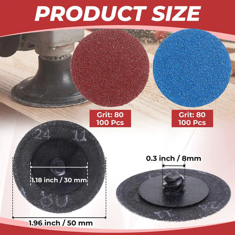 200 Pieces 2 Inch Sanding Discs 80 Grit For Die Grinder, Sweet For Surface Prep, Strip Grind Polish Finish, Rust And Paint Removal
