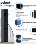 Heavy Duty Square Folding Table Leg Extenders With Three Level Adjustable Table Leg Risers For Total Back Saving Standing Comfort And No Sweat Assembly With Legit Grip Design, showcasing steel construction and non-slip covers.