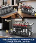 Dope Aircraft Carrier Engine Building Set With Inline Six Cylinder Motor Realistic Military Aviation Engine Model Kit 3222 Piece Collectible Construction Toys Gift For Teens And Adults displayed on a desk