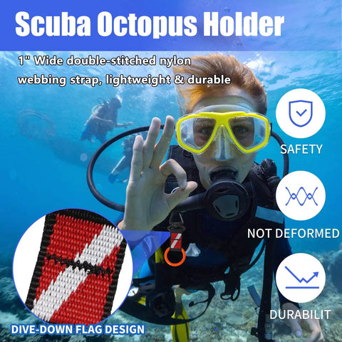Scuba Octopus Mouthpiece Keeper Silicone Mouthpiece Holder With Spring Clip And Webbing Strap 2nd Stage Regulator Retainer Dive Down Flag Compatible