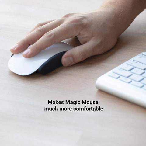 Hand using Magic Grips For Apple Magic Mouse 1 And 2 - Wider, More Comfortable Grip; ambidextrous design shown in use