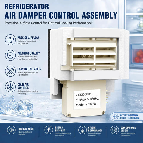 Upgraded Refrigerator Damper Assembly And Air Damper Control Replacement For White Models, detailed view of air damper control assembly.