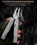 15 In 1 Multitool Pliers With Spring Loaded Head And Thick Hardened Steel Build in gloved hand against dark backdrop