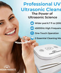 All In One Ultrasonic Retainer Cleaner 2026 Edition With 200ML Pod, 45kHz Cleaning Machine For Dentures Night Guards Mouth Guards Aligners, Easy One Click Sonic Sanitizer For Cleaner Smiles. White countertop UV ultrasonic cleaner with 200ml pod