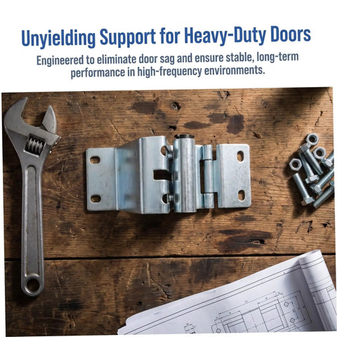 Heavy Duty Garage Door Hinges With Thickened Metal Construction And Double Bearing Pivot Industrial Gate Corner Hinge In Silver For Warehouse And Factory Use Low Maintenance And Durable Door Hardware, silver hinge with bolts on wood