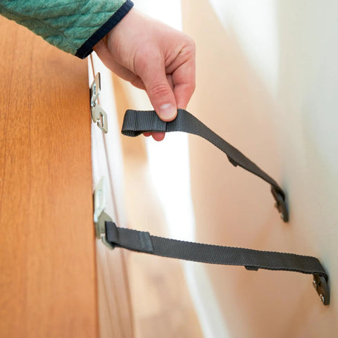 Installation of TV And Furniture Safety Straps 53 Inch Long Universal Mounting Straps For TVs To Wall Or Furniture 2 Pack