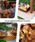Families enjoying meals outdoors showcasing wood finishes, featuring Dead Solid Pure Tung Oil, 100 Percent Natural Wood Finish.