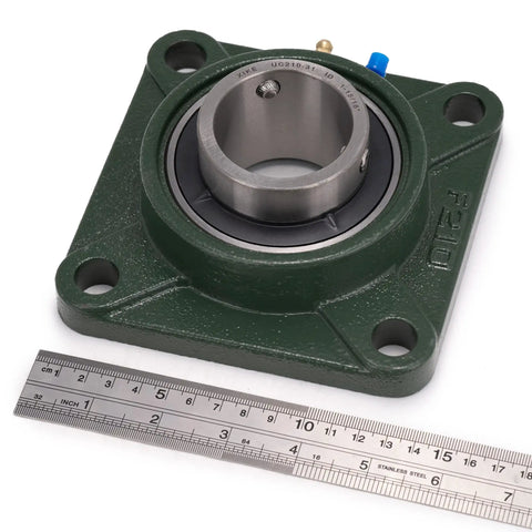 Two Pack UCF210-31 Pillow Block Bearings With 1-15/16 Inch Bore, Square Flange Mount, Solid Cast Iron Base, Self Aligning