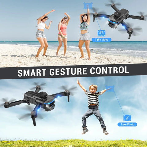 Smart gesture control with Ultra Clear 4K Camera Drone For Kids And Adults showcasing gesture-based video and photo capture outdoors.