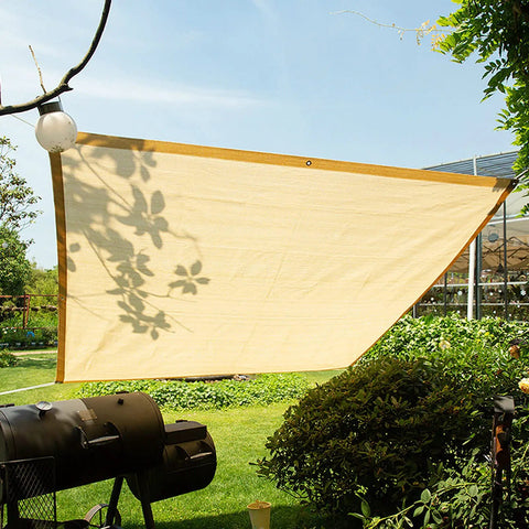 Shade Cloth 7x7ft With 90 Percent Sun Blocking, Durable HDPE Shade Mesh Tarps for Patio Pergola installed outdoors