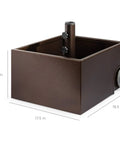 Portable Steel Umbrella Base With Fillable Planter, 150lb Capacity, Drainage, Two Adjustment Knobs, Handle And Wheels, shown with dimensions