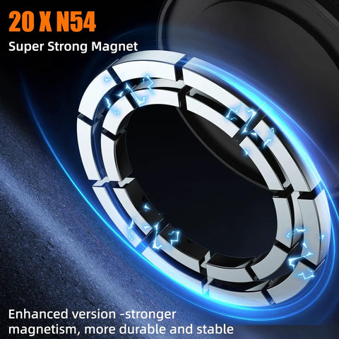 Close-up of Dual Magnetic Phone Holder with N54 super strong magnets for Gym Workout Kitchen or Any Metal Surface with MagSafe iPhone support.
