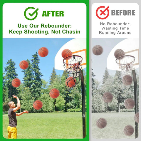 360-Degree Swivel Track Basketball Return Attachment For Home Courts With Quick-Setup Non-Slip Rebounder And Adjustable Angles For Every Shot From Free Throws To Three-Pointers Multi-Directional Practice Tool, outdoor hoop with attached rebounder