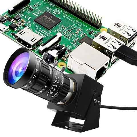 Low Light USB Camera With 5-50mm Manual Zoom And 10x Varifocal Lens, HDR 100dB, H.264 WebCam shown beside circuit board