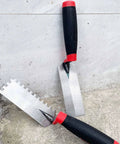 Two Pack Carbon Steel Margin Trowel Set With Flat And Square Notch Trowels For Masonry Flooring Drywall Concrete And Tile Work Built Tough With Anti Rust Handles And Ergonomic Comfort Grip Pro Grade Tool Kit