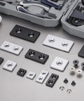 4 Pcs Zinc Alloy 3030 T Slot Aluminum Profile End Caps Eu Standard 30 X 30 Millimeter Cover With M8 Screws Silver Tone shown with various designs.