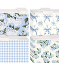 Hydrangea Floral File Folders Set, 24 Pack With One Third Cut Tabs, Four Designs, Blue Bow Plaid Accents, Letter Size 8.9 X 11.6 Inches