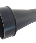4 Inch To 2.25 Inch Dust Collection Cone Reducer Made From Tough Abs Plastic With Easy Slide Flange, black adapter angled view.