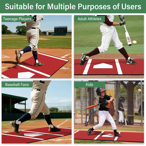 Pro Grade Batting Mat For Baseball Hitting Practice 9.8 Feet By 3.8 Feet Batting Cage Mat With Home Plate in use by players