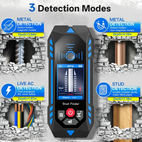 Straight Shooter Rechargeable Stud Finder And Wall Scanner With Adjustable Sensitivity Detects Wood Studs Metal Pipes And Live Ac Wires With Deep Precision For Boss Level Home Projects