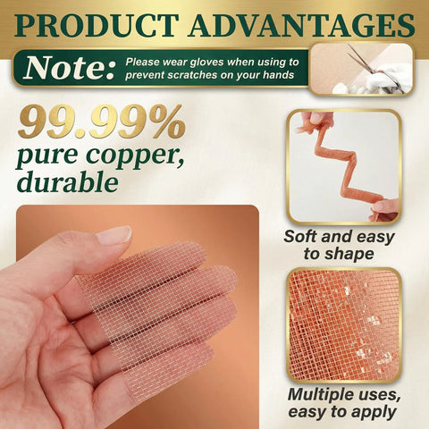 Heavy Duty Copper Mesh Screen 12 Inch By 120 Inch Roll Wire Fabric 99.9 Percent Pure Copper 40 Mesh For Grounding Dense Filter Screen