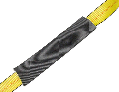 Four Pack 2 Inch X 1 Foot Sliding Sling Protector And Strap Saver With Built Tough Snag Free Cordura Sleeve For Tie Down Straps And Webbing Edge Guard In High Viz