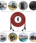 Beefed Up 50 Foot SAE Extension Cable 16 AWG SPT-2 Red Positive Black Negative Quick Disconnect for automotive and marine use