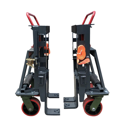 Side view of Beefy 9900 Lb Capacity Hydraulic Machinery Mover With Adjustable Forks and Swivel Polyurethane Wheels 6 Inch Lift Height