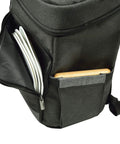 Insulated Cooler Backpack For 4 With Plates And Glasses Lightweight Lunch Pack featuring four plates and a wood serving board.