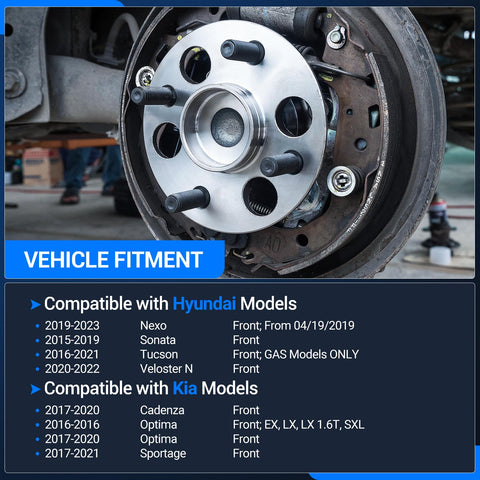 Beefed Up Front Wheel Bearing And Hub Assembly For 5 Lug Cars Compatible With Hyundai Sonata 2015 2019 installed on vehicle