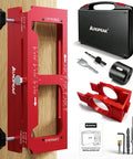 Essential Door Hinge Jig And Lock Installation Kit with aluminum template for 2.5 to 5 inch hinges and mortising guide.