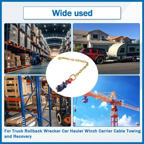 2 Ton Snatch Block With 2 Ft G70 Chain For Flatbed Tow and Recovery shown against towing and storage images