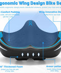 Diagram of Oversized Bike Seat For Men And Women, Extra Wide Cushion With Wing Padding showing ergonomic features and dimensions.