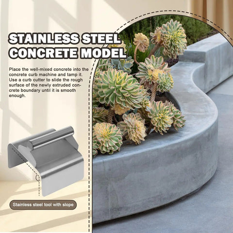 Curb Edger Trowel For Concrete Edging, Ergonomic Slant Design Hand Tool For Landscape Curbing in use on concrete border