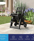 175 Foot Hose Reel Cart With Rolling Wheels Durable Metal Frame No Fuss Transport And Storage For Outdoor Watering Garden Hose Organizer For Big Yards Today on patio with garden view.