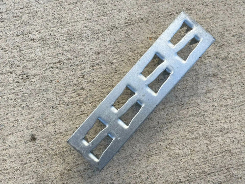 Built Tough Hot Dipped Galvanized Steel Mending Plates For Wood Deck Repair And Framing Reinforcement 1 Inch By 4 Inches on concrete.