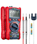 True RMS 6000 Counts Auto Ranging Digital Multimeter with probes for AC/DC voltage and current measurement, red body
