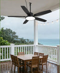 52 Inch Outdoor Ceiling Fan With Light And Remote IP65 Wet Rated Waterproof over table on covered porch