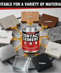 Top Grade Contact Cement Adhesive 4.16 Oz With Brush for bonding wood, fabric, leather, rubber, and metal surfaces.