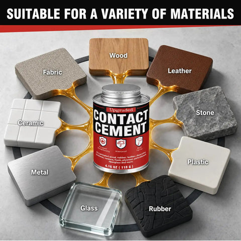 Top Grade Contact Cement Adhesive 4.16 Oz With Brush for bonding wood, fabric, leather, rubber, and metal surfaces.