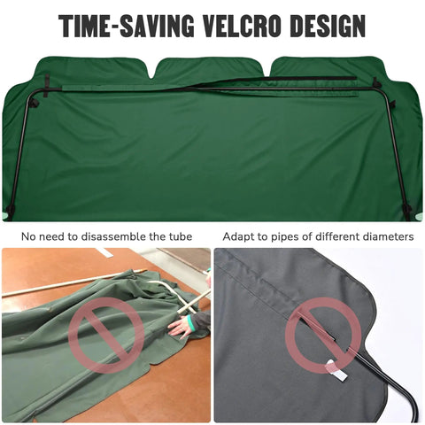 Outdoor Swing Canopy Replacement UV30 Plus 180Gsm Green Canopy Top 76x44 Inches with Velcro design, easy installation.