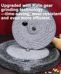 Hand Crank Stone Grain Mill With Granite Grinding Stone And Sturdy Wood Base, Compact Flour Grinder for efficient milling.