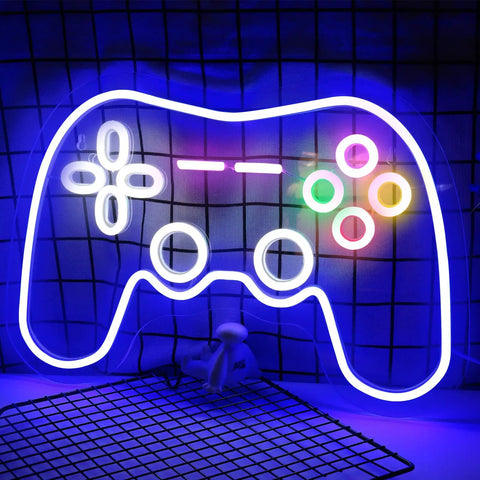 Dope Gamepad Neon Sign For Wall Decor, LED Gaming Neon Light For Your Gamer Room Vibe on wire grid, USB Powered Neon Tube