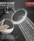 Windemere 14 Series Chrome Shower Faucet Trim Kit With Shower Head And Handle Includes Chrome Finish Trim Valve Not Included Easy Bathroom Upgrade For Modern Shower Remodel For Quick DIY Install, shown with water flow.