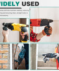 Otoolling 2-Pack 1x14in carbide-tipped SDS-Plus drill bit lengtheners for concrete and masonry, shown in use.
