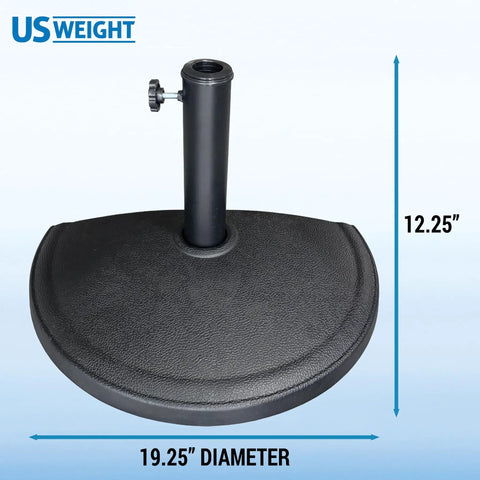 20 lb Half Round Patio Umbrella Base With Adjustable Post Fit Up To 1.9 Inches, Weather Resistant And Textured Surface