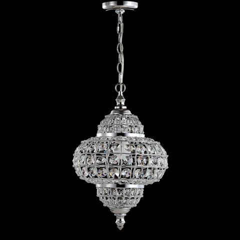 Chrome 12-Inch One-Light Crystal Pendant Light With Moroccan Quatrefoil Glam Design, Dope For Kitchen Island Or Entryway, Adjustable Chain