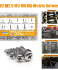 Image of a 500Pcs Nut And Bolt Assortment Kit With Nine Screw Sizes M2 To M5 Stainless Steel for electronics and motorcycles.