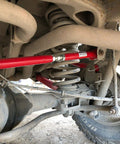 Adjustable Rear Panhard Track Bar With Polyurethane Bushings For GM SUVs 2000 2020 Tahoe Escalade Suburban Yukon Avalanche Hummer H2 Bolt In Red Powder Coated For Easy Lateral Rear Axle Centering And Tire Clearance on rear suspension