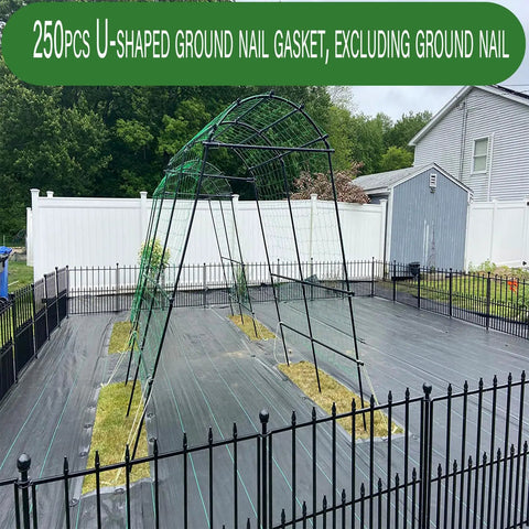 Garden setup with 250 Piece Landscape Washer Gasket Set Heavy Duty Plastic Anti Rip Washers For Weed Barrier Fabric in use